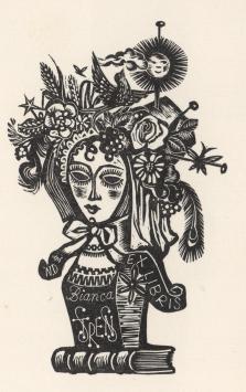 Een ex libris voor Bianca Strens gesneden