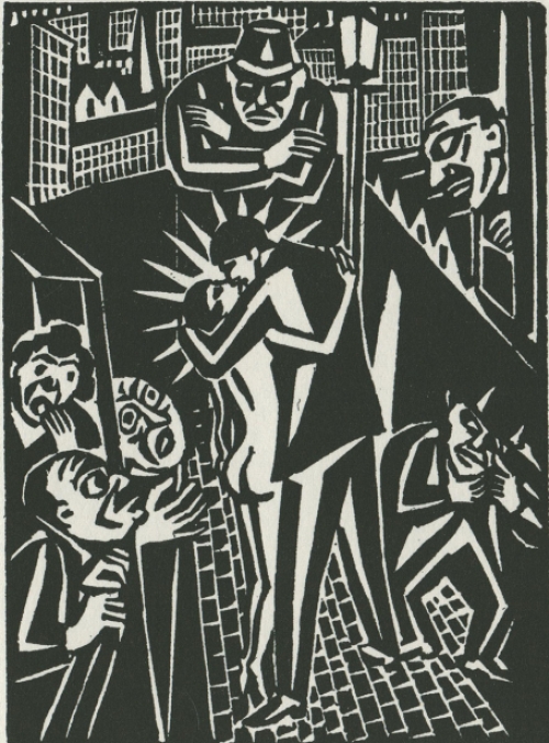 Houtsnede van Masereel uit l\'idée