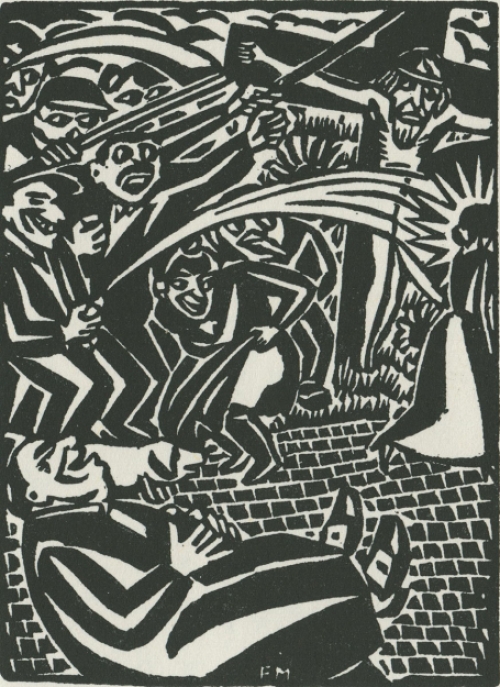 Houtsnede van Masereel uit l\'idée