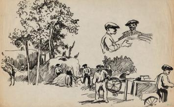 Schetsen van Frans Masereel op papier vroege periode