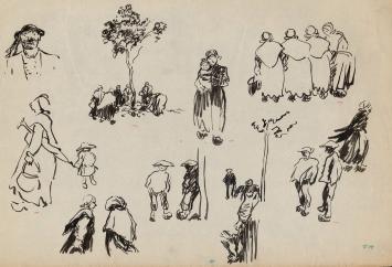 Schetsen van Frans Masereel op papier