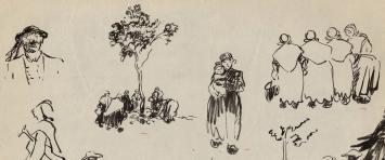 Verschillende schetsen van Frans Masereel uit zijn schetsboek