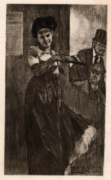 Félicien Rops met een gravure uit 1881