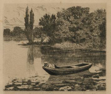 La Barque, een ets van de Belgische kunstenaar F. Rops