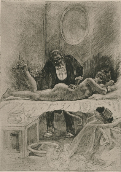 Heliogravure Le Massage uit 1908 Exsteens 1016
