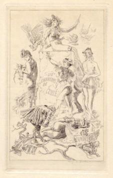 Félicien Rops met een gravure uit 1881
