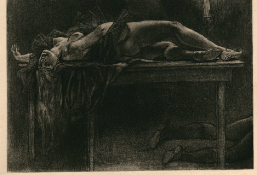 Heliogravure A un diner d\'athées (Les diaboliques)  van  Félicien Rops