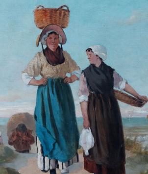 Dames aan zee op wandel van F. Cogen