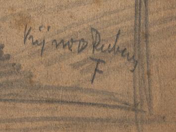 Tekening met monogram van de kunstenaar