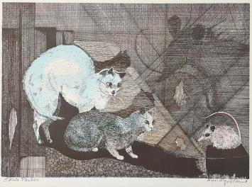Handgekleurde litho van Ferket