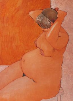 De hoogzwangere dame