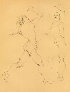 Leonor Fini met een ets op handgeschept papier