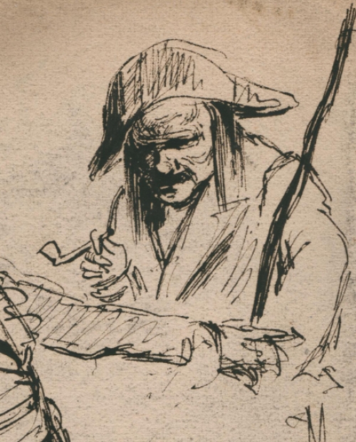 De Belgische kunstenaar Flor Van Acker met een schets van twee vrouwen