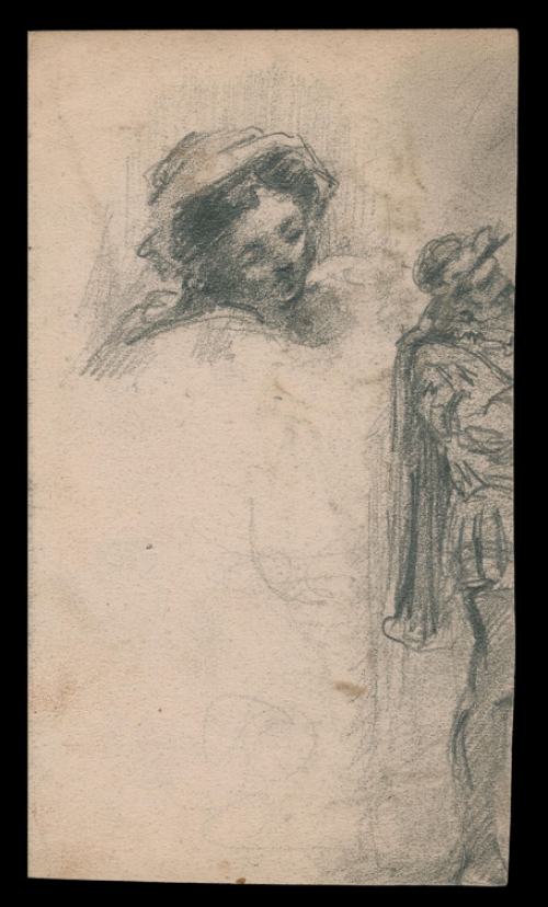 Florimond van Acker met een schets op papier