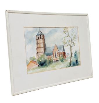 Aquarel, kerkje