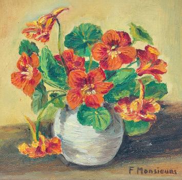 Kunstschilderes Flora Monsieurs, bloemstilleven