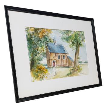 Aquarel, Kleine kapel tussen de bomen