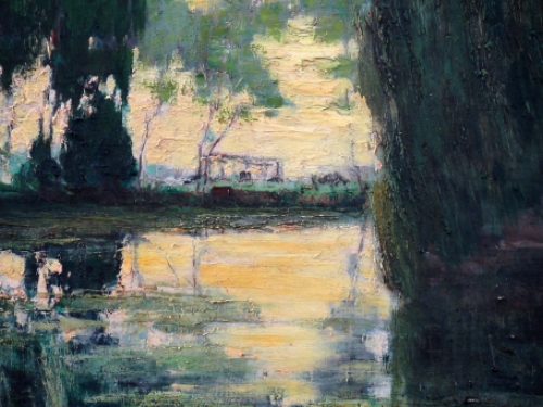 Florent Smet met een olieverschilderij