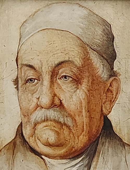 Flori Aerts met een schilderij van een portret