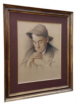 Herder leunend op zijn wandelstaf