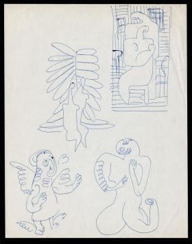 Blauwe balpen tekening van Pierre-Louis Flouquet  kopen