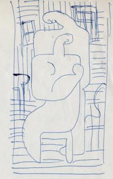 Kunstwerk op papier van de Belgische schilder Pierre-Louis Flouquet