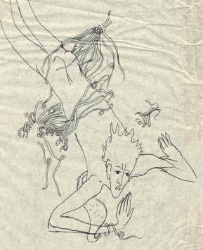 Pierre-Louis Flouquet met een pentekening