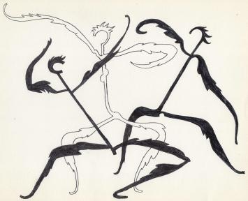 Pentekening van de Belgische kunstenaar Pierre-Louis Flouquet