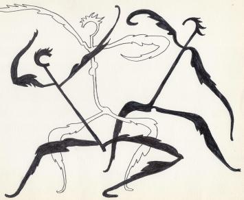 Klein kunstwerk op papier van de Belgische schilder Pierre-Louis Flouquet