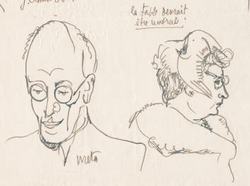 Klein kunstwerk op papier van de Belgische schilder Pierre-Louis Flouquet