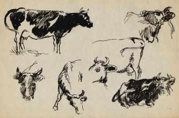 Schetsen van Frans Masereel op papier vroege periode