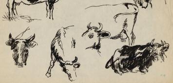Studieschetsen van F. Masereel op papier