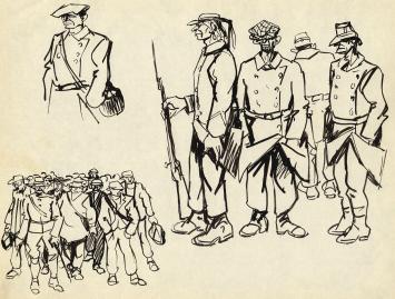 Tekeningen van Belgische tekenaar Frans Masereel uit zijn schetsboek