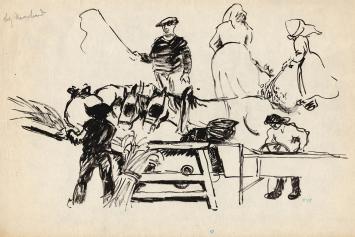 Schetsen van Frans Masereel op papier vroege periode
