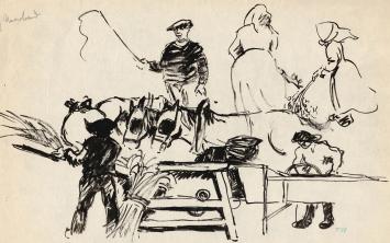 Tekeningen van Frans Masereel uit zijn schetsboek