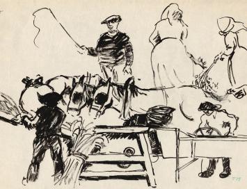 Studieschetsen van F. Masereel op papier