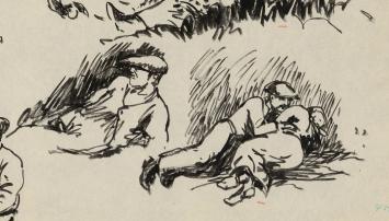 Studieschets van F. Masereel op papier