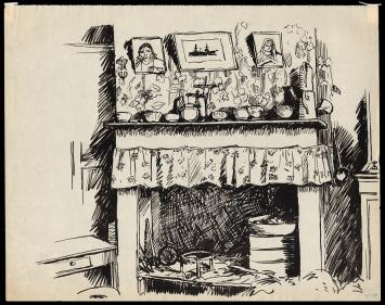 Interieur getekend door Frans Masereel