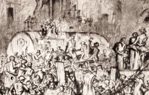 Frank Brangwyn met een ets