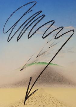 Frank Maieu met een expressionistische tekening