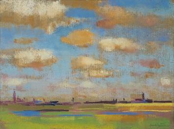 Franck Mortelmans met een pasteltekening, Antwerpen