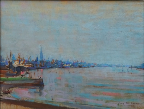 Franck Mortelmans met een pasteltekening