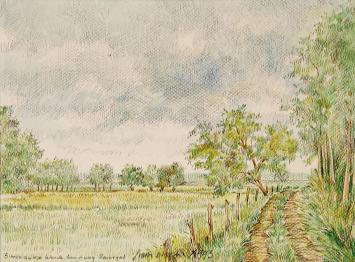 Frans Croes met een landschapstekening