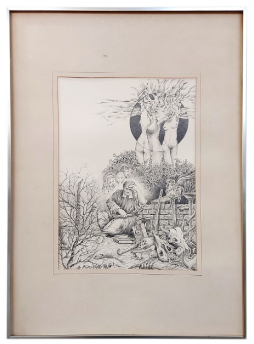 Tekening van de Belgische kunstenaar Frans Croes