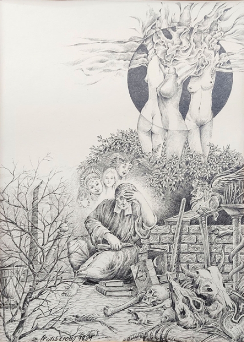 Tekening van de Mechelse kunstenaar Frans Croes