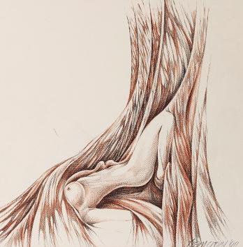 Frans Croes met een symbolische tekening