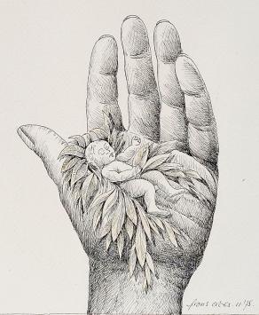Frans Croes met een fijne pentekening