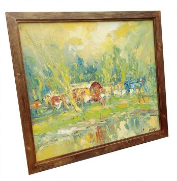 Woonwagens in de zon aan een vijvertje