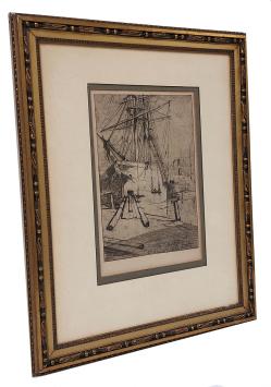 Aangemeerd zeilschip of zeilboot van F. Hens