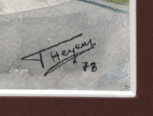 Aquarel, kerk aan 't Vosken 1978